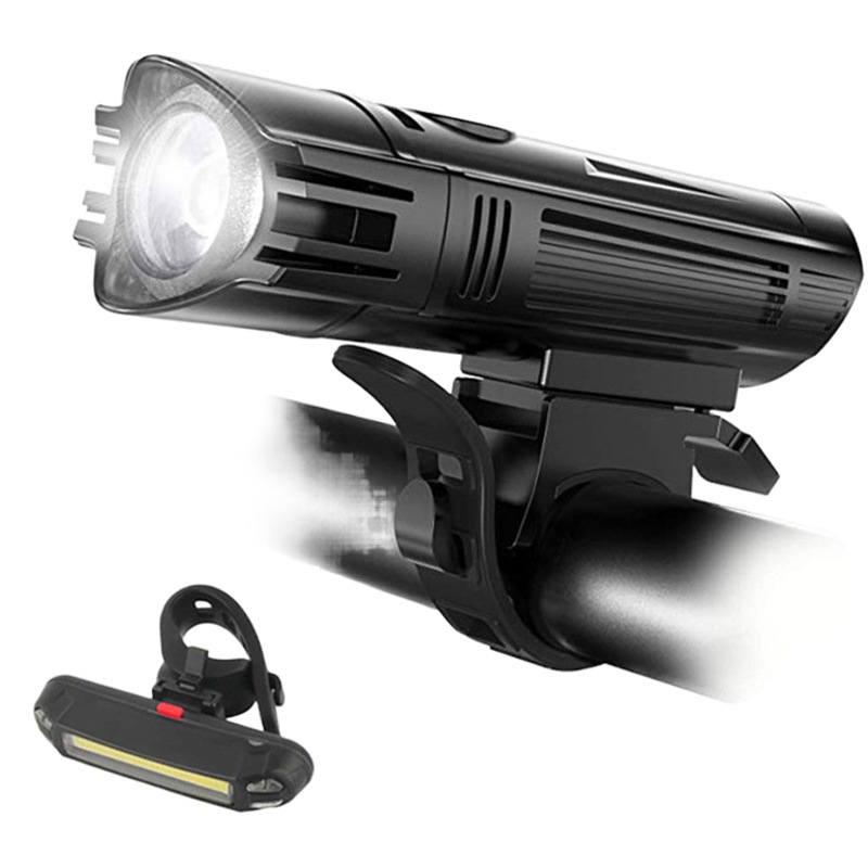 Bicycle headlight cross-border Amazon super bright USB rechargeable bicycle light set Mountain Bike Night riding warning light