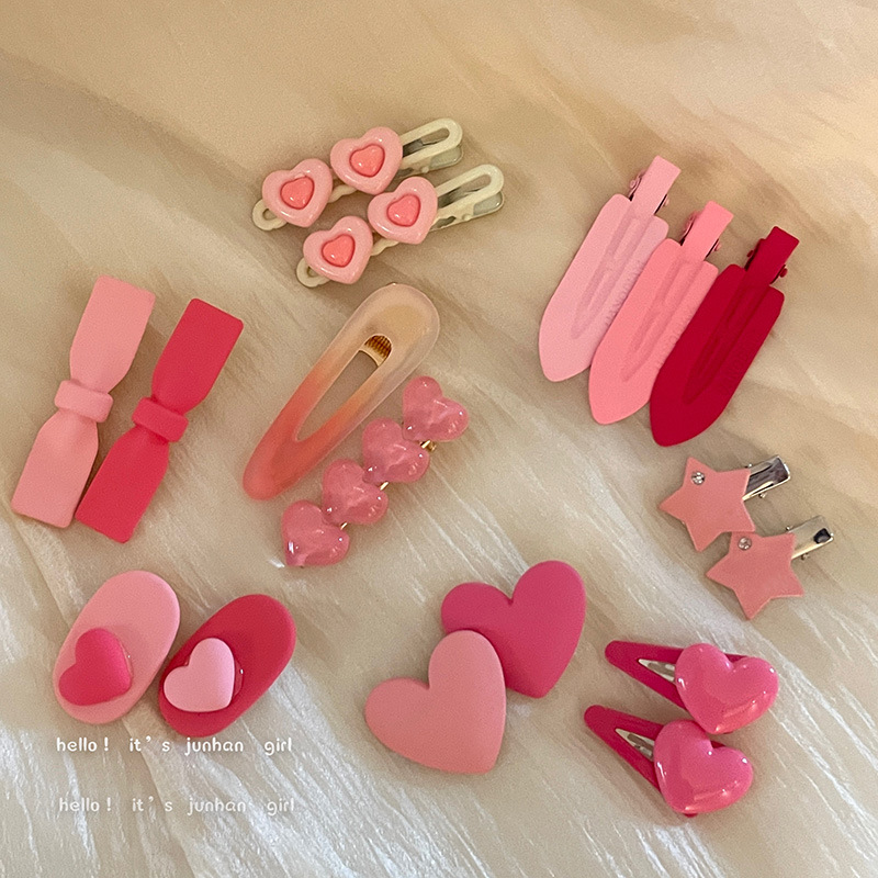 Pink Hairpin Women's Star Small Hairpin Side Bangs Clip Cute Side Clip Love Dopamine Clip Headdress