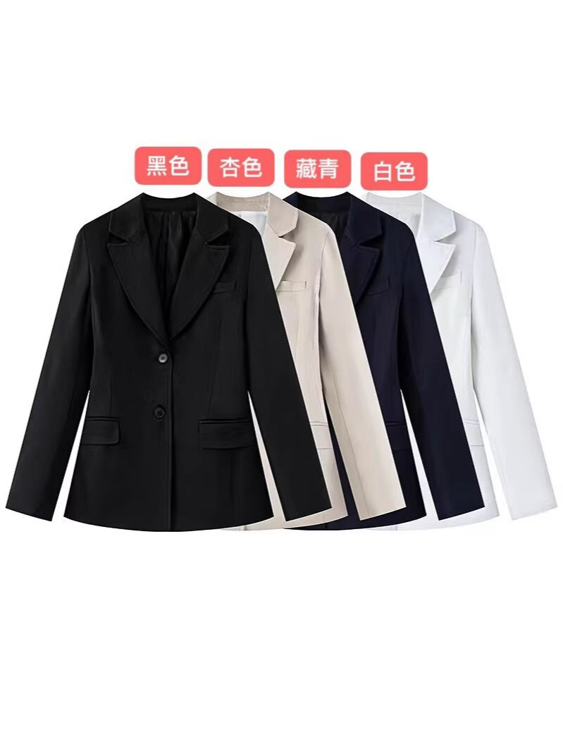 Picture of Zr Cross-Border 2025 Spring New Amazon European and American Fashion Casual Pure Color Single-Breasted Waist Suit Jacket