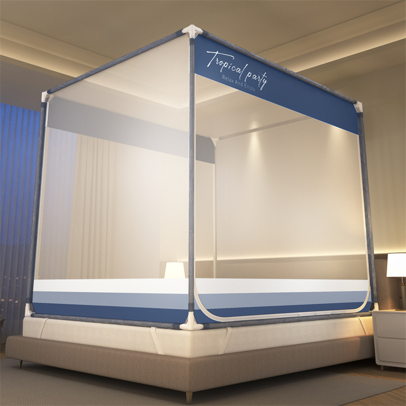 Picture of Class A Mosquito Net Household Bedroom Three-door New Bracket Tattoo Children's Anti-fall Anti-drop Bed Fully Surrounded Bottomless 1.8