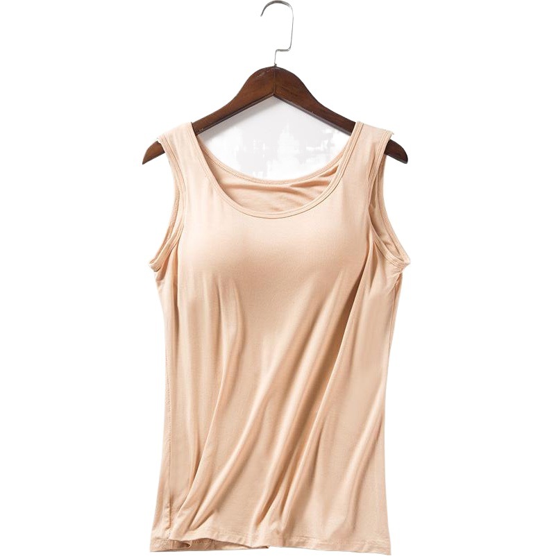 Women's Summer Cup Cover One-piece Base Vest Solid Color Modal Yoga Wide Shoulder Strap Sleeveless Sling Base Shirt