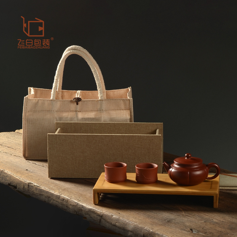 Bamboo Dry Bubble Cloth Bucket Plus Bag Set Japanese Dry Bubble Table Tea Tray Kung Fu Tea Set Rectangular Storage Packaging Gift Box
