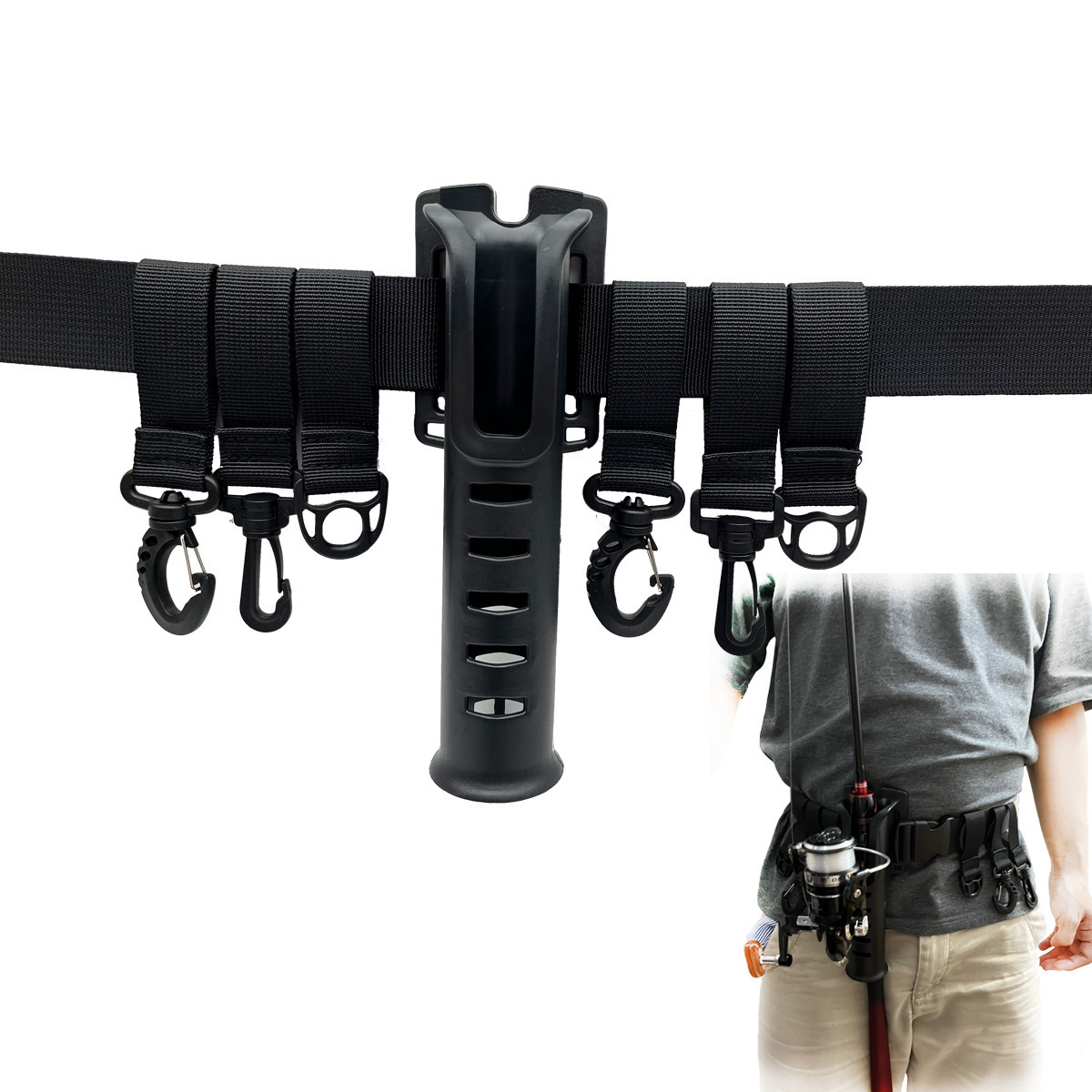 Sea Fishing Rod Belt Adjustable Fishing Wading Multifunctional Belt Outdoor Surfing Kayak Tactical Belt Fishing