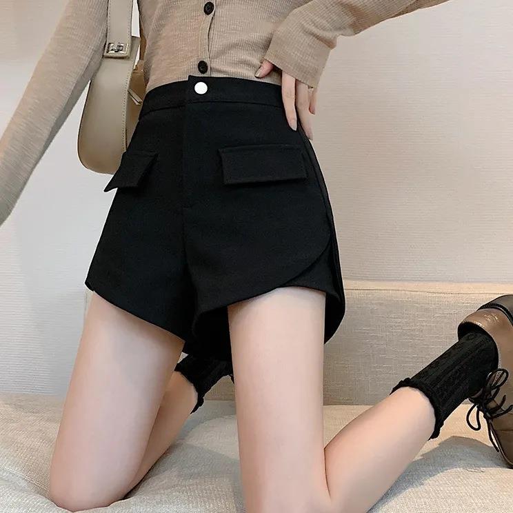 Summer Plus Size Chubby Girl Black Shorts Women's High Waist Outer Wearing All-match Slim Look Wide Pants Small Size Casual Hot Pants Trendy
