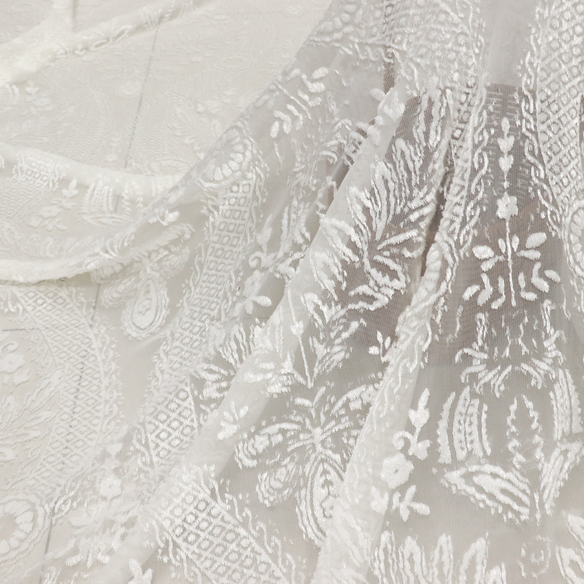 Picture of Manufacturer wholesale woven brocade viscous brocade polyester semi-bright silk rotten flower burnt velvet fabric nightdress cheongsam skirt fabric