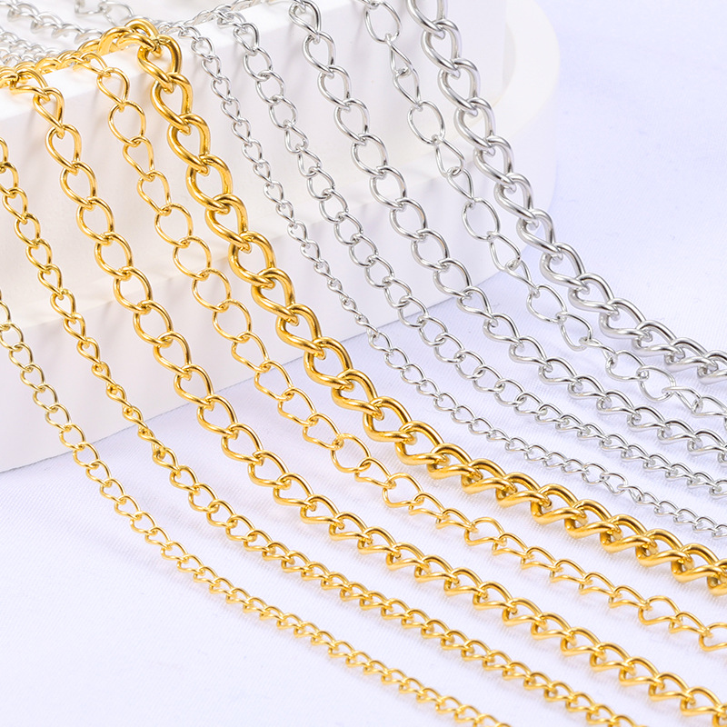 Picture of Stainless steel side twist chain jewelry chain diy accessories necklace bracelet fashion gold chain tail chain extension chain