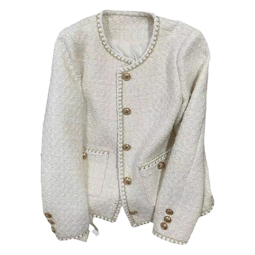 2024 New Autumn and Winter Style Small Fragrant Outwear Women's French Socialite Woolen Single Outwear High-End Elegant Tweed Top