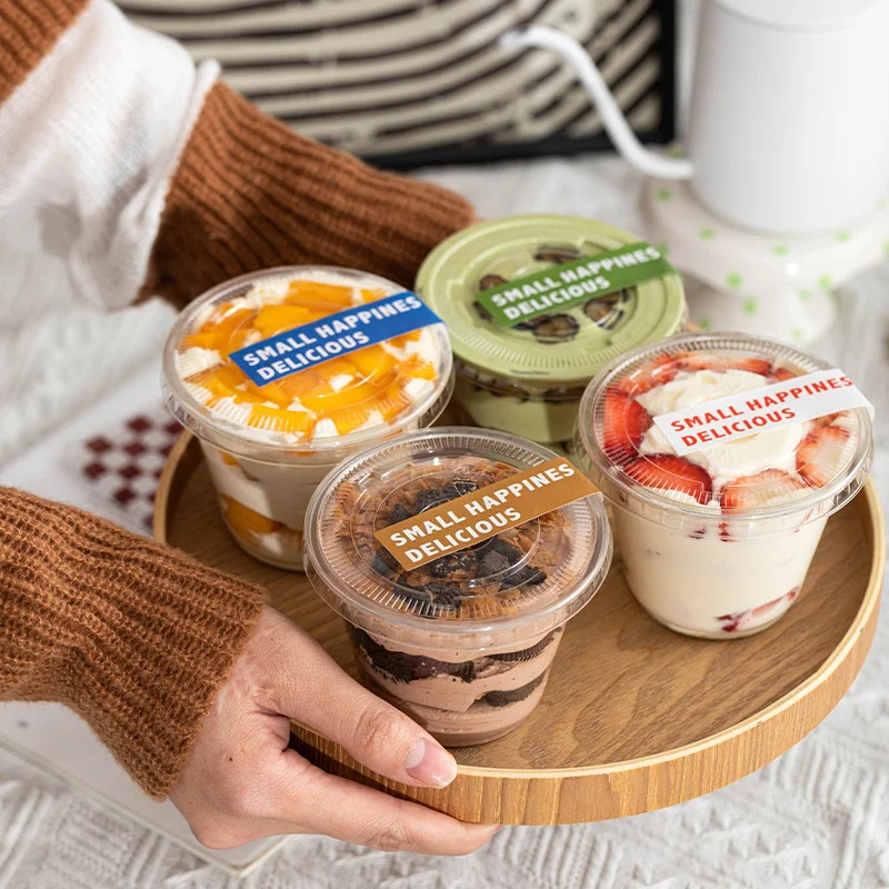 Mini Cake Cup 180ml Cup Mini Fruit Cake Cup Transparent Plastic Cake Packaging Pudding Soy Milk Cup
