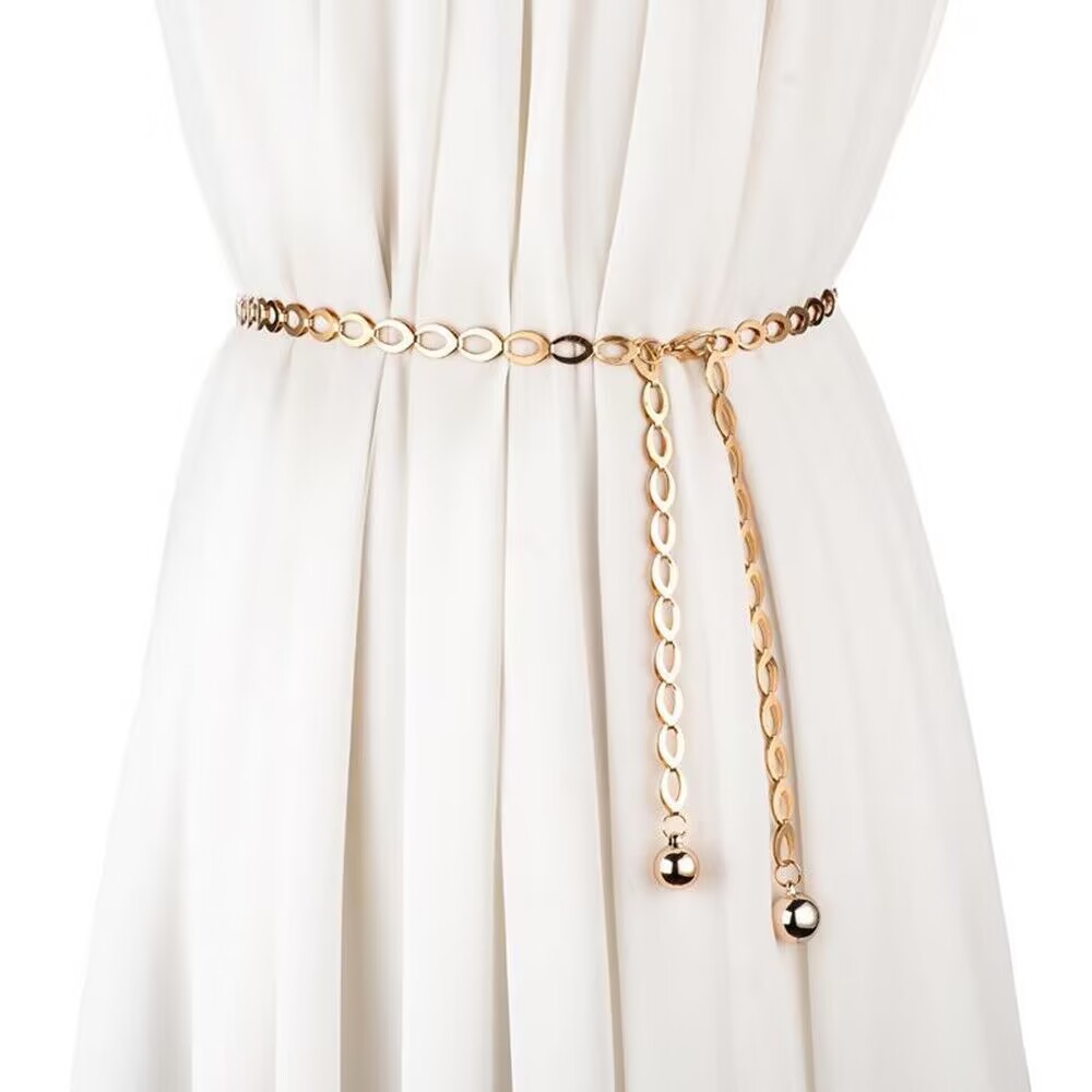 Europe and the United States cross-border jewelry spot new metal geometric chain waist chain women retro Joker single-layer body chain manufacturers