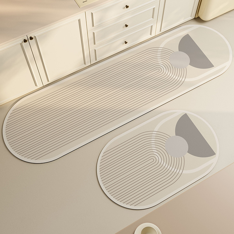 Picture of Japanese Style Line Diatom Mud Water Absorbing Oil Kitchen Mat Light Luxury Bathroom Non-Slip Floor Mat Bathroom Quick-Dry Door Mat