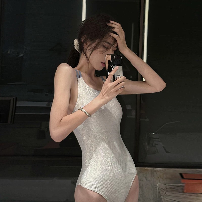 Swimwear Women's 2025 New Explosions High-end Sense Conjoined Racing Women's Swimwear Professional Sports White Moonlight