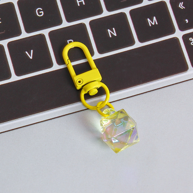 Picture of ins style AB color love beads keychain pendant diamond-shaped cut hanging hole door buckle girl's heart bag bag hanging jewelry
