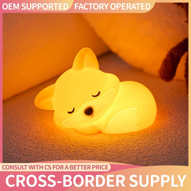 New Cross-Border Little Fox Night Light Silicone Pat Lamp Bedroom Atmosphere Bedside Lamp Charging USB Creative Gift