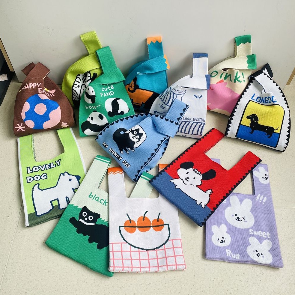High Quality Original Design Knitted Vest Bag Dog Hand Bag Cat Woven Bag Cross-Border Wholesale Cross-Body Bag