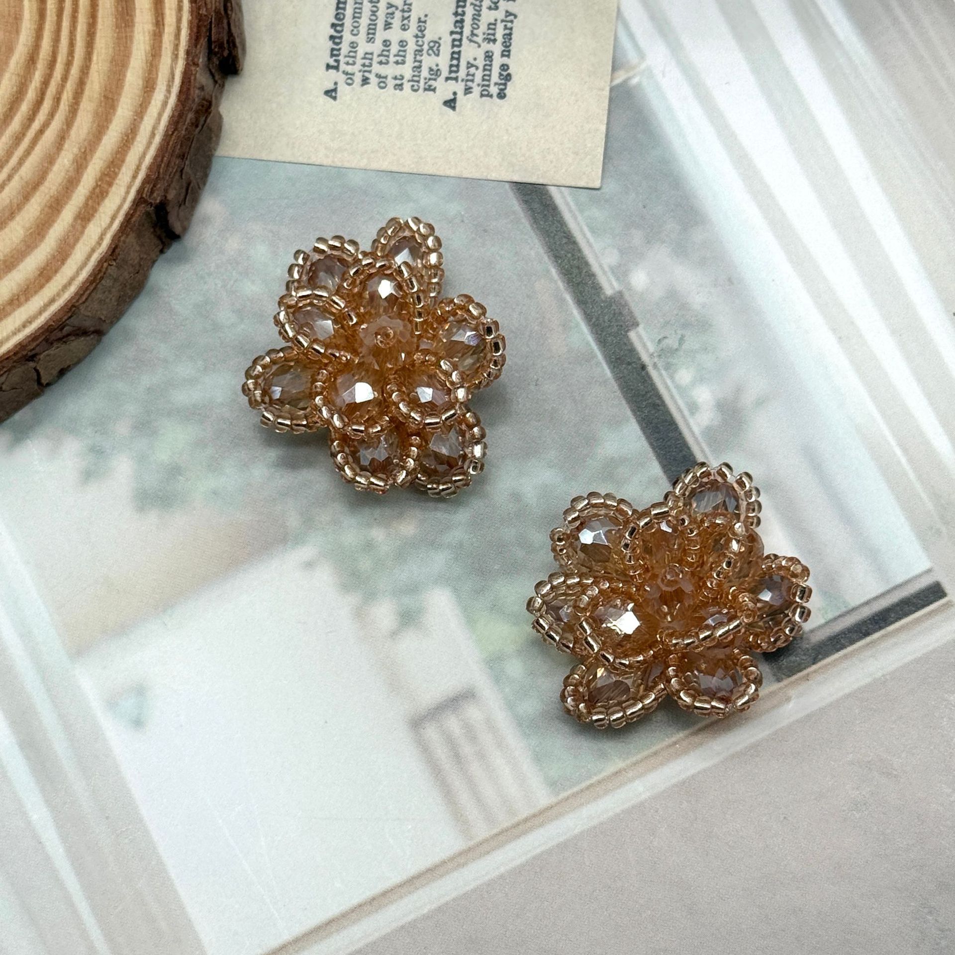 Picture of New stained glass flower bead string handmade DIY knitted shoes, hats, clothes, bags, pendants, accessories