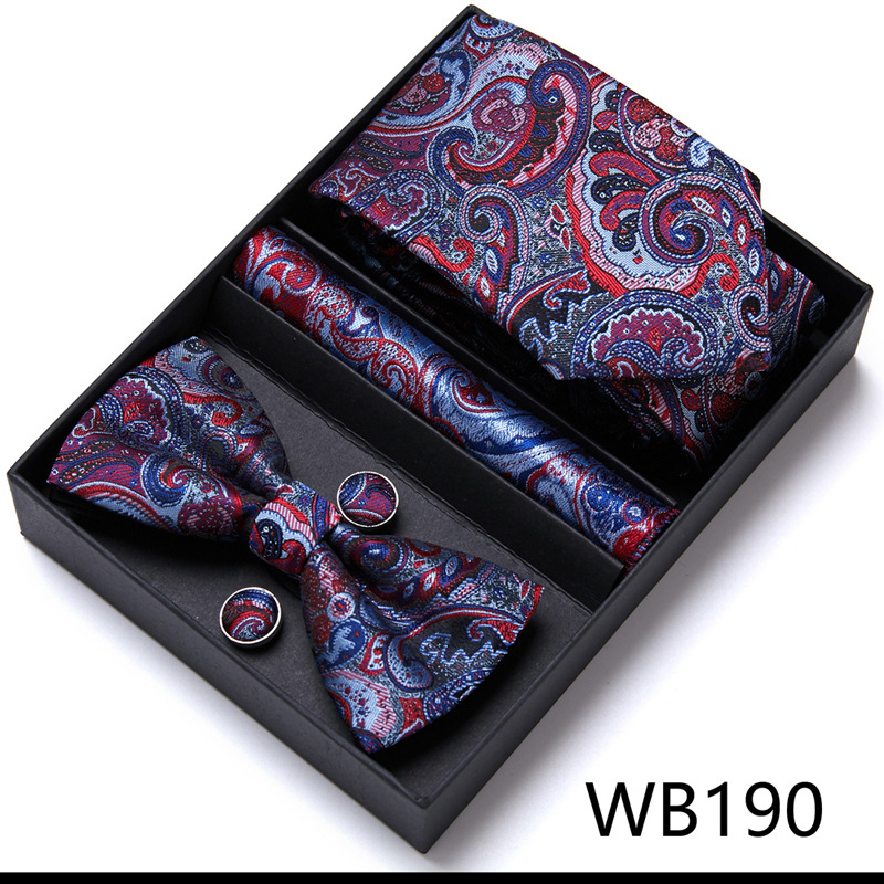 Picture of Men's tie bow tie set gift box 6 sets group tie business formal wedding tie manufacturers wholesale