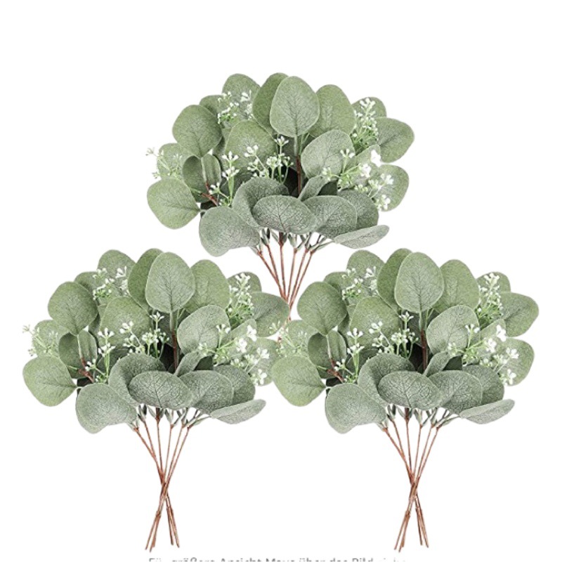 Picture of Simulation eucalyptus cuttings short branches with fruit money leaves diy single Nordic simulation plant eucalyptus leaves wholesale