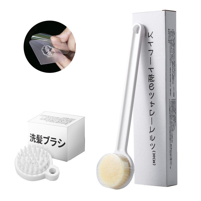 Picture of A generation of hair bubble bag bath brush mud bath brush long handle soft hair body bath brush back artifact bathroom