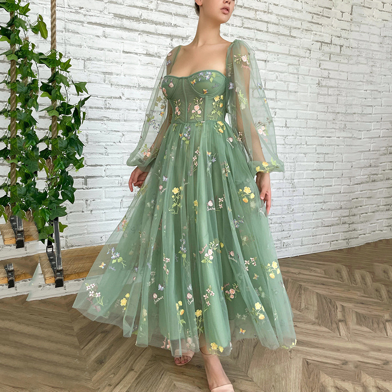 Picture of European and American hot evening dress foreign trade cross-border Amazon hot party lace embroidered A- line lace long jumpsuit