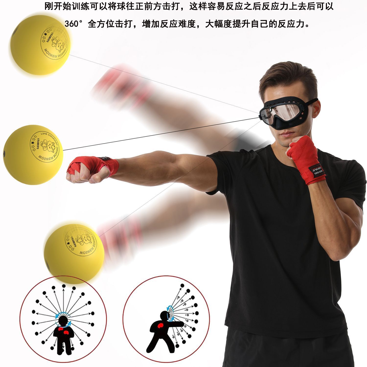 Picture of Head-mounted reaction ball full protection safety sparring ball boxer assistant speed ball small white children's indoor boxing device