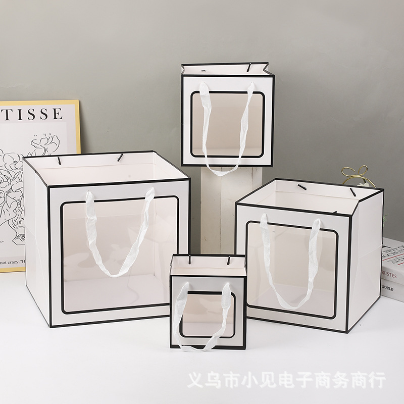 Gift Bag, Square Kraft Paper Bag, Bouquet Bag, Flower Tote Bag, Cake Baking Paper Bag, Cross-Border Packaging Bag
