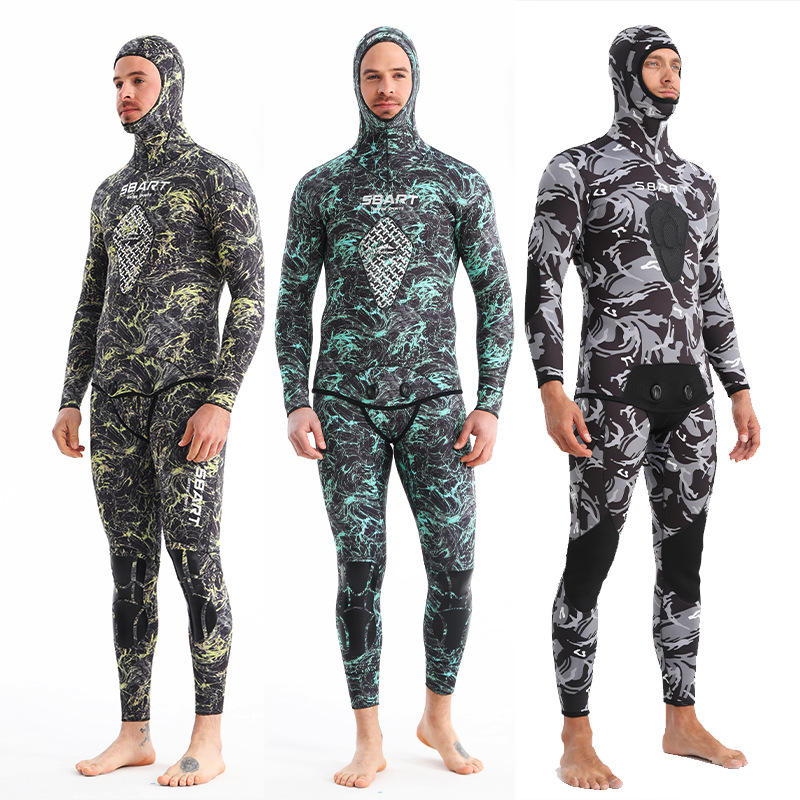 5mm Cold-Proof and Warm Surfing Suit One-Piece Wetsuit for Men Free Diving Fishing and Hunting Camouflage New Wetsuit 3mm Fishing Suit
