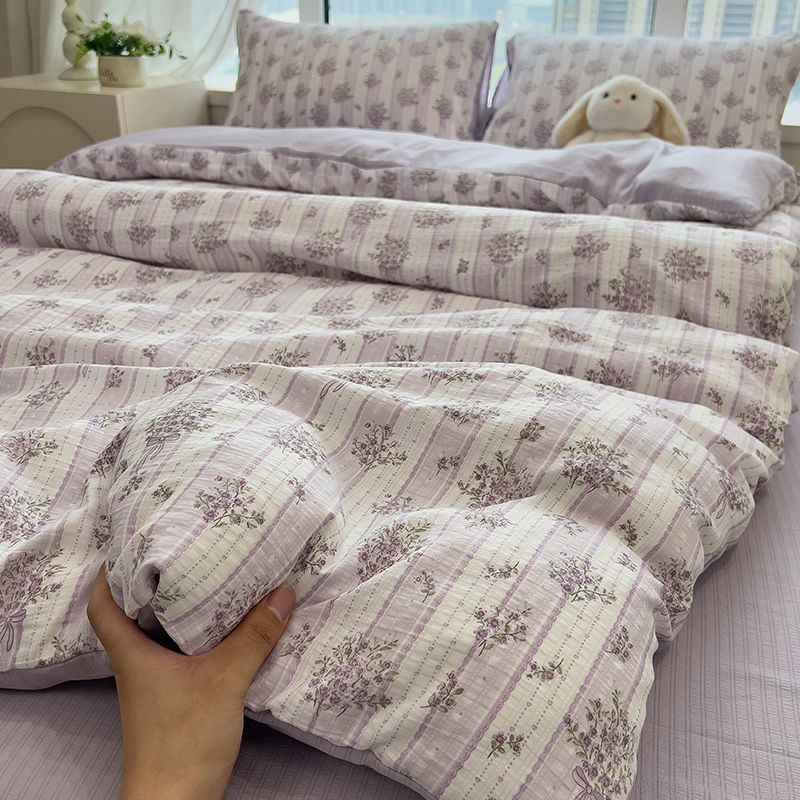 Picture of Machine Washable Four-Piece Bedding Set, Sheet and Duvet Cover for Student Dormitory, Single Bed Duvet Cover, New Style, Suitable for Sleeping Naked, Three-Piece Set