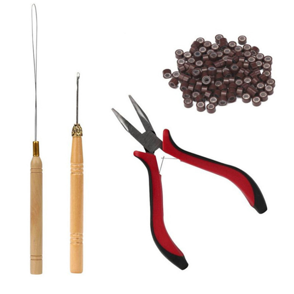 Picture of Cross-border Wig Pliers suit New Hair Extending Pliers suit Five-piece Silicone Buckle Wooden Crochet Wig Tool