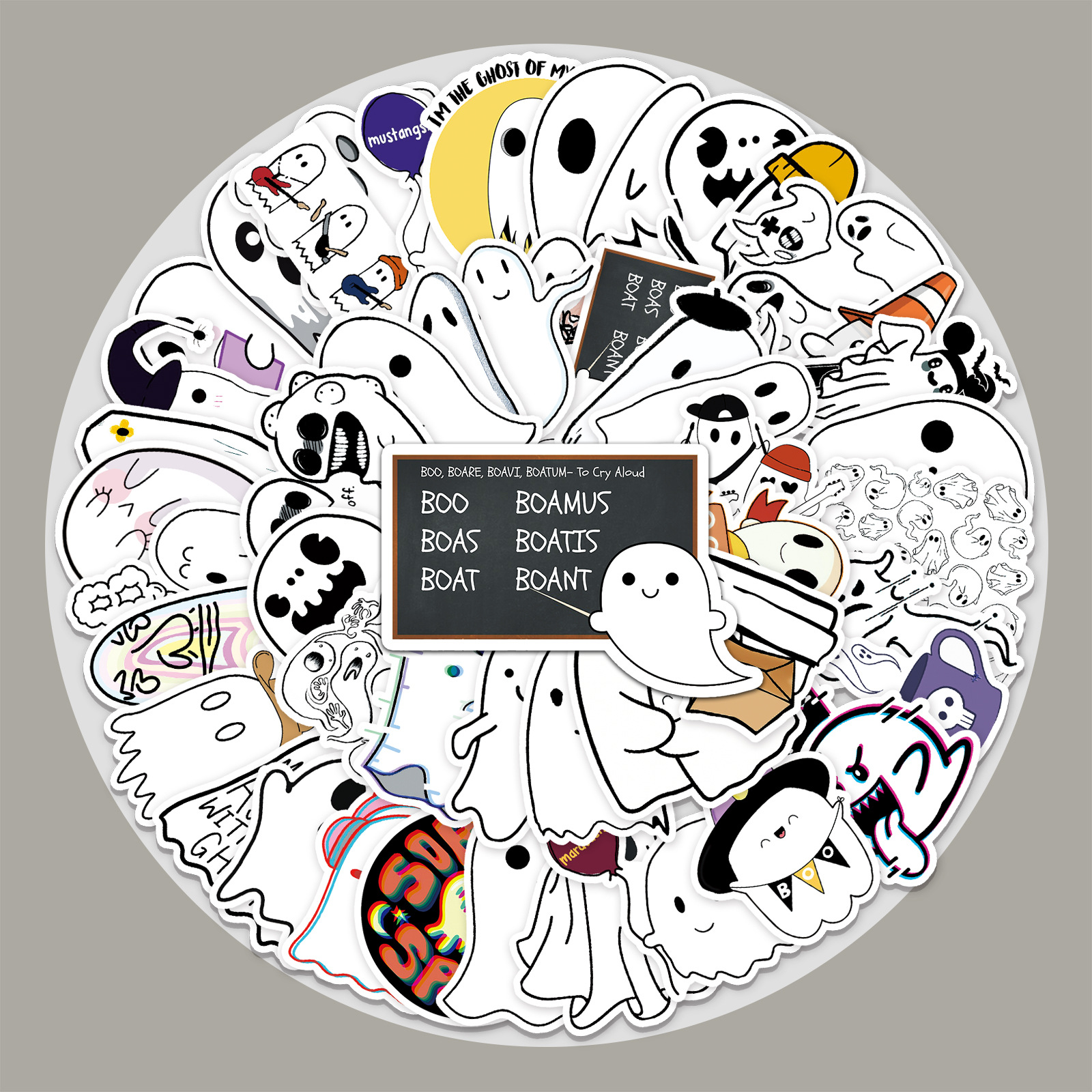 50 Ghost Graffiti Stickers Cross Border Cartoon Cute Halloween DIY Skateboard Water Cup Luggage Sticker Waterproof