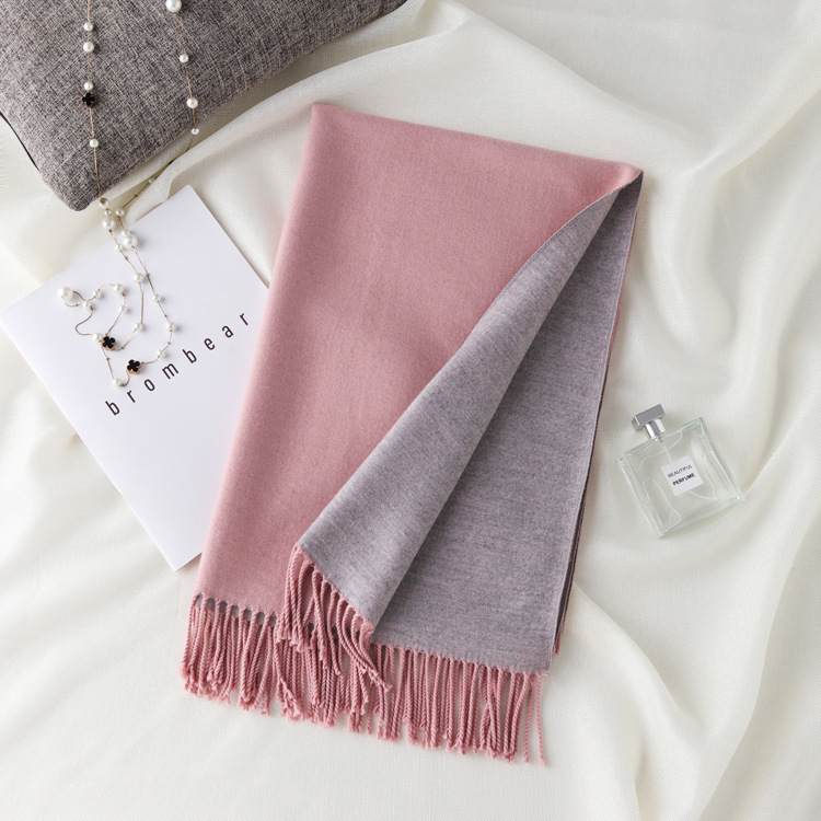 Picture of Korean export autumn and winter new high quality cashmere scarf women's long double-sided color matching shawl warm scarf women