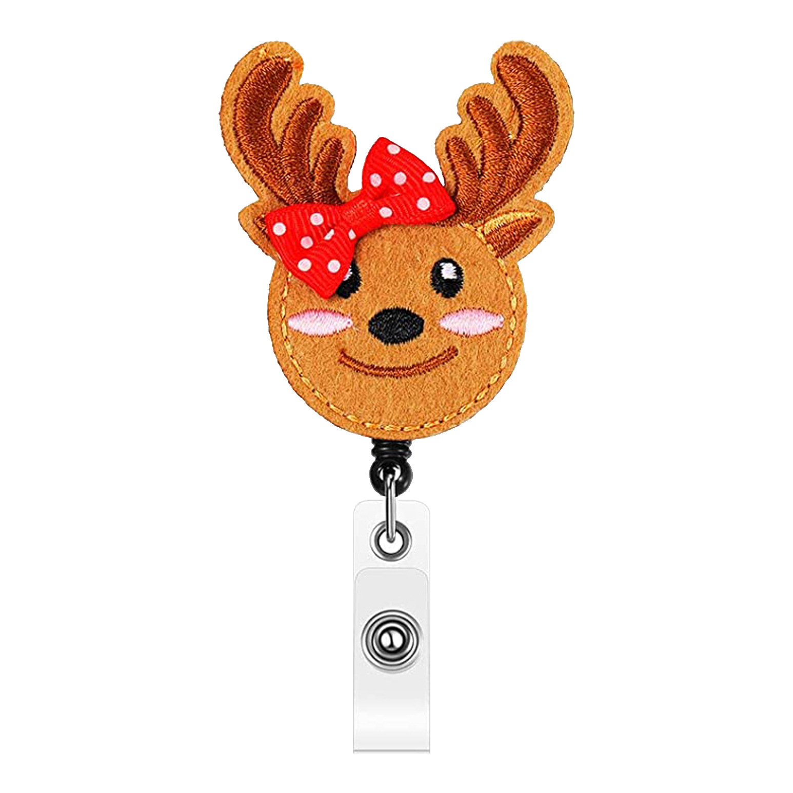 Picture of Handmade embroidery Christmas felt easy pull buckle easy pull snowflake snowman elk retractable rotating easy pull gift