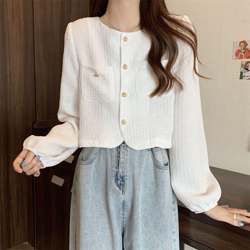 Early Autumn new Chanel style short shirt long sleeve women's loose design sense niche shirt thin chic top