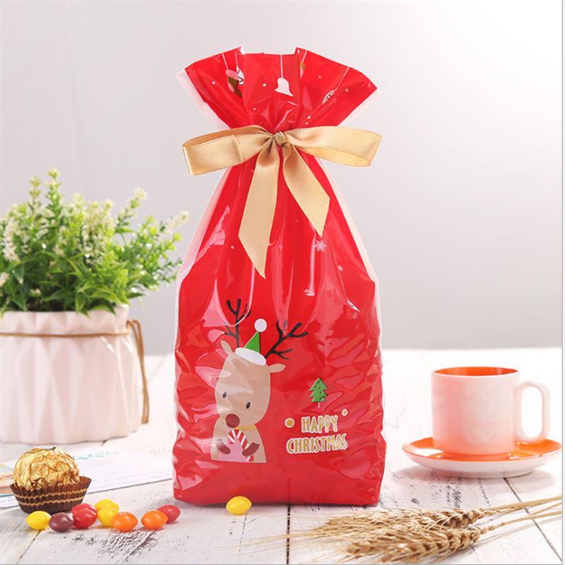 Christmas Fawn Drawstring Snowflake Crisp Dried Nougat Fruit Children's Portable Packaging Bag Wedding Banquet Gift