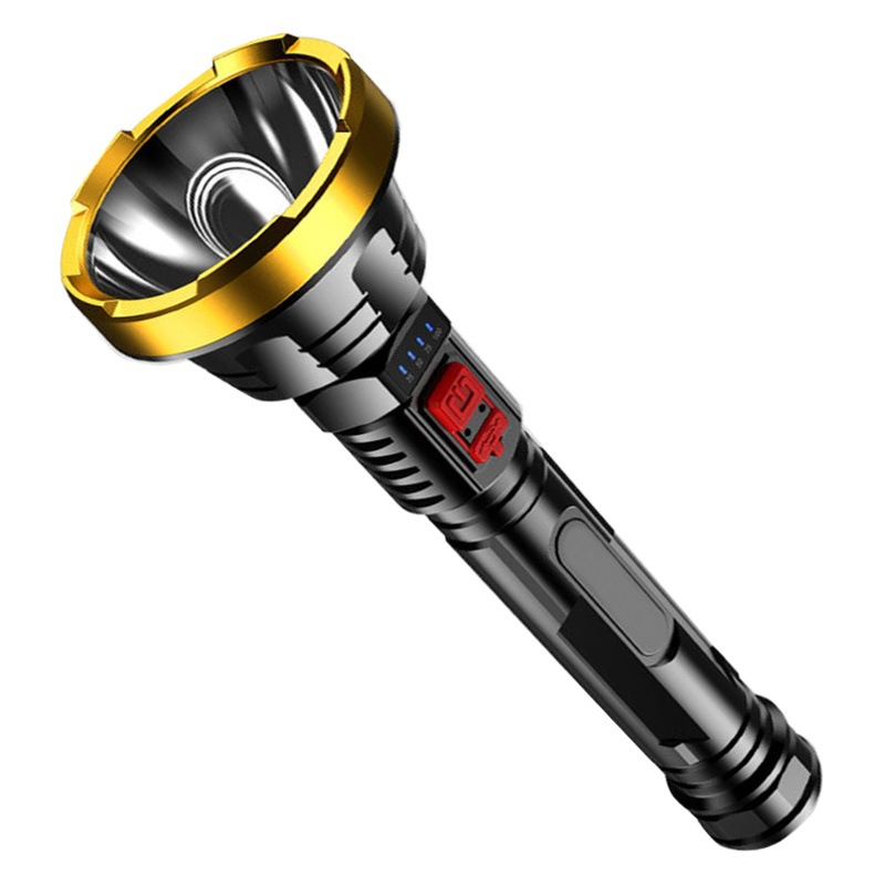 Cross-border plastic flashlight USB rechargeable led super bright long-range home outdoor hand-held trial lighting flashlight