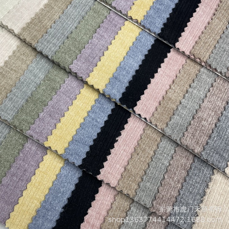 In stock supply knitted mother and child strip pit brushed fabric 320g imitation cashmere mother and child strip irregular pit strip cloth