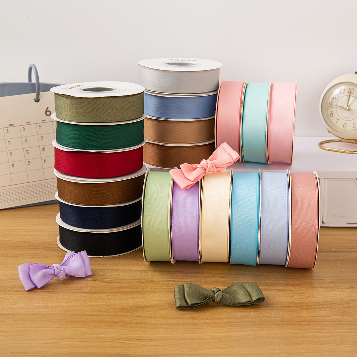 2.5 Double-sided Matte Polyester Cotton Ribbon Handmade DIY Hair Ornaments Bow Material Garment Accessories Cotton Edge Ribbon