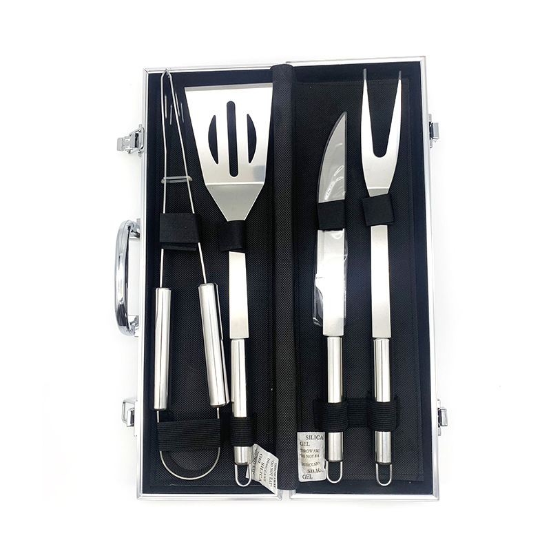 Picture of Factory Spot Barbecue Tool Set Home Outdoor Picnic Camping Style Aluminum Box Stainless Steel BBQ Grill Set