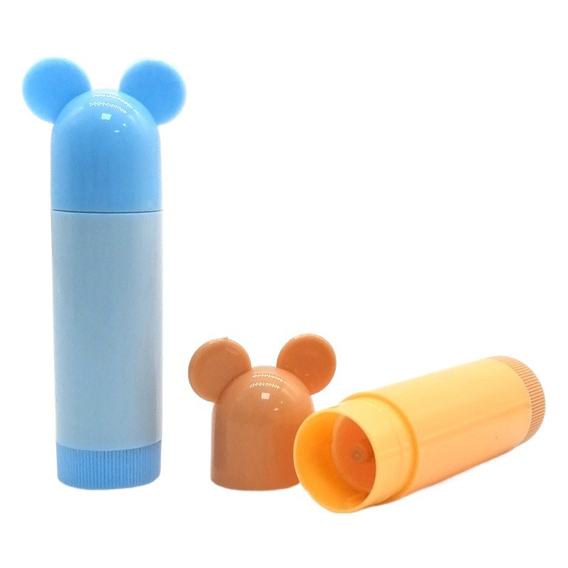 in stock two small ears shaped children's lip tube direct irrigation 4.5g rabbit head cartoon lipstick tube packaging material