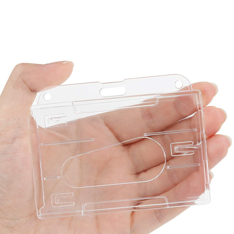 Picture of Amazon hot-selling horizontal with thumb slot card set PC plastic transparent frosted ABS ID card set PS badge