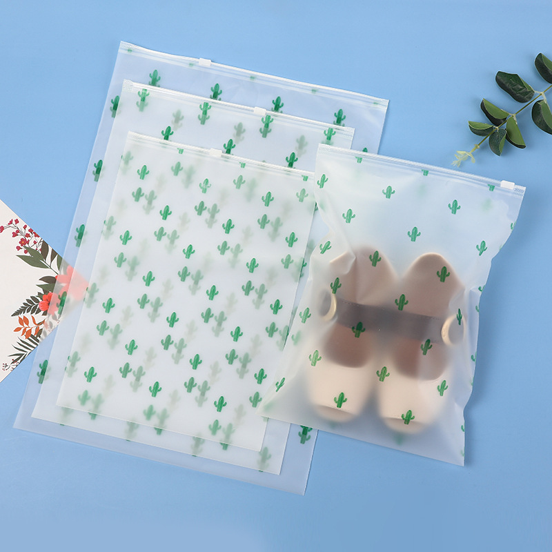 Packaging Bag Frosted Transparent Clothing Intimates Intimates Socks Packaging Storage Ziplock Bag Cactus Eva Zipper Bag