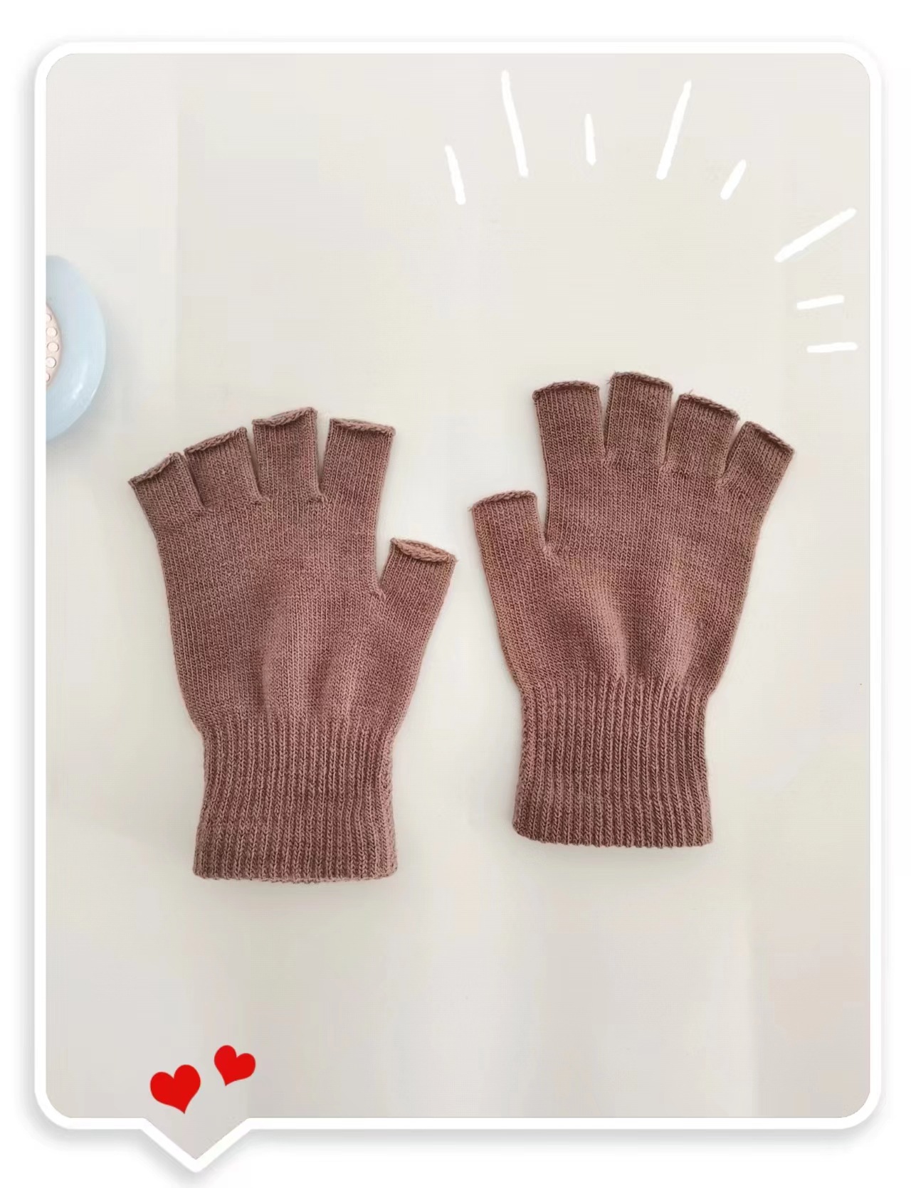 Picture of Black half finger finger elastic stretch acrylic knitted winter gloves for mobile phone