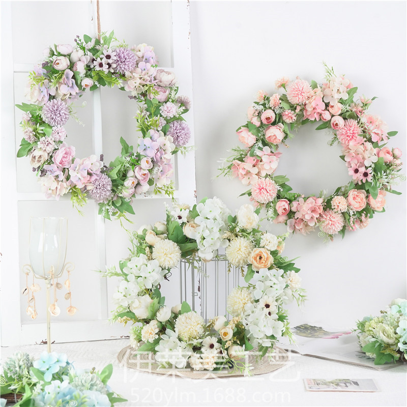 Artificial Garland Door Decoration Hanging Decoration Mori Colorful Garland Window Wedding Decoration Photography Props Peony Hydrangea