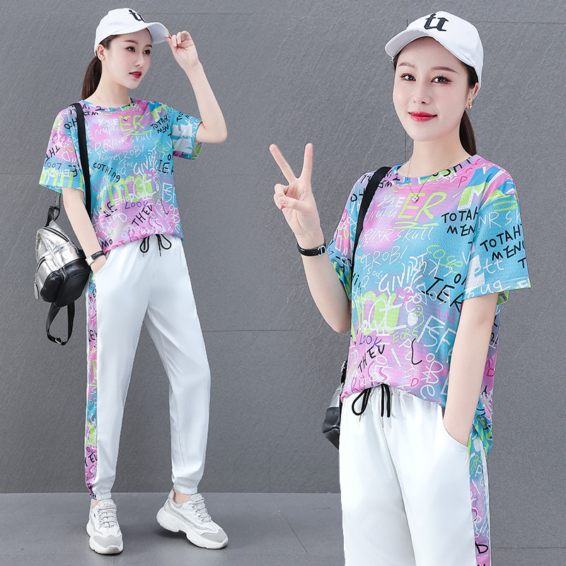 Internet Celebrity New Fashion Casual Sports Suit Women's 2022 Summer Korean Style Loose Foreign Style Age-reducing Slimming