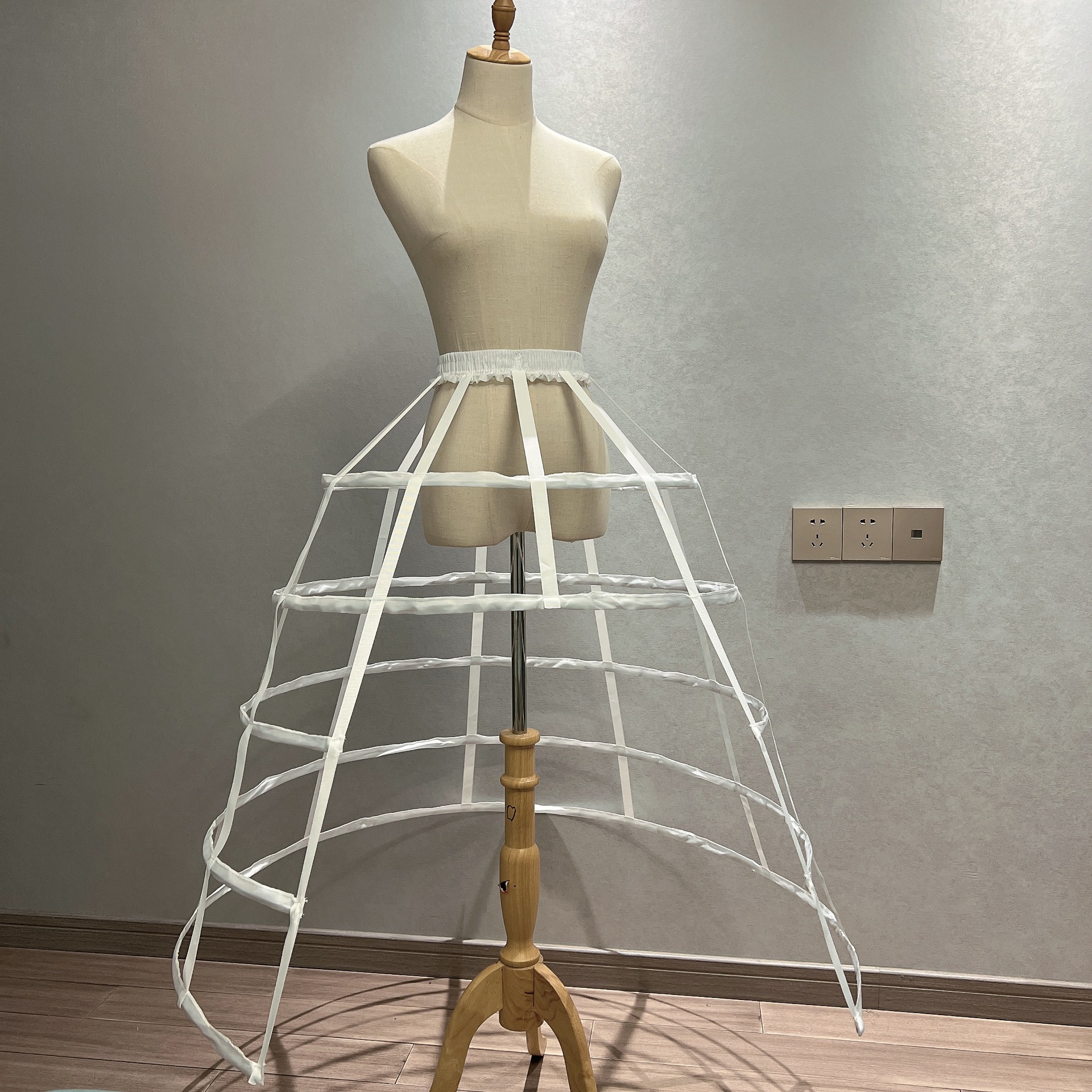 Picture of Hollow Bird Cage Skirt with Fish Bones, Two, Three, Four, Five Steel Black and White Cosplay Violent Lolita See-Through Petticoat