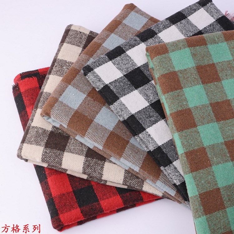 3*3cm square plaid woolen cloth thickened blended woolen flannel autumn and winter coat coat fabric factory outlet