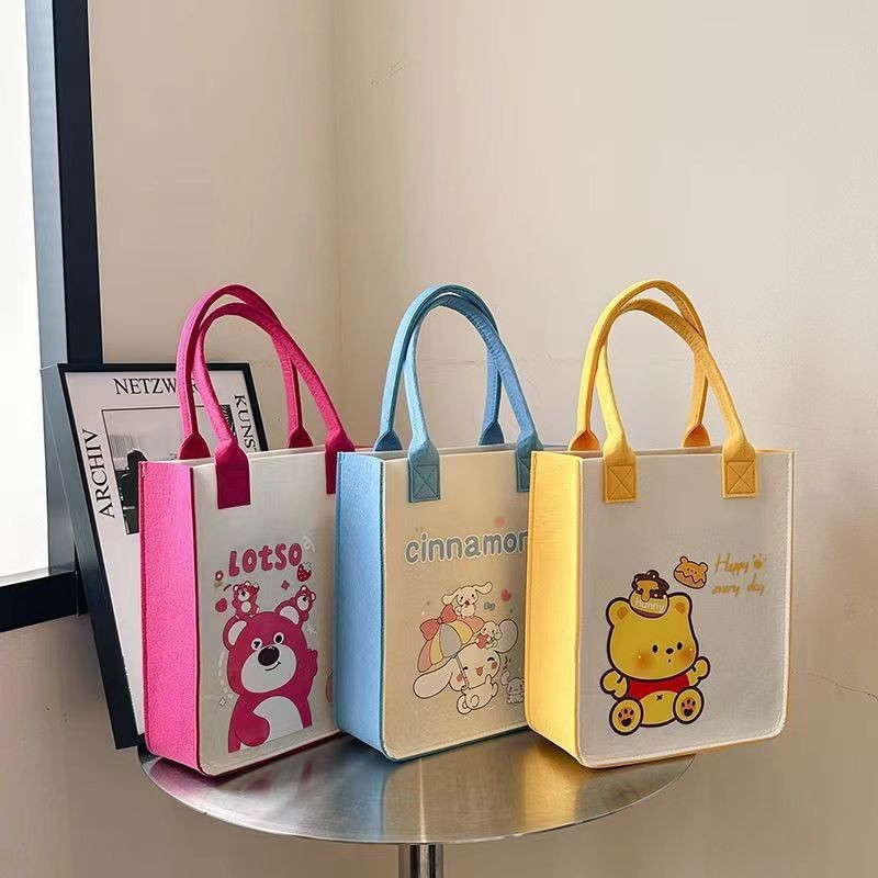 Cornflon Year of the Dragon Canvas Bag Felt Large Capacity Shoulder Bag Handmade Lunch Box Versatile Satchel Gift Felt Bag Simple