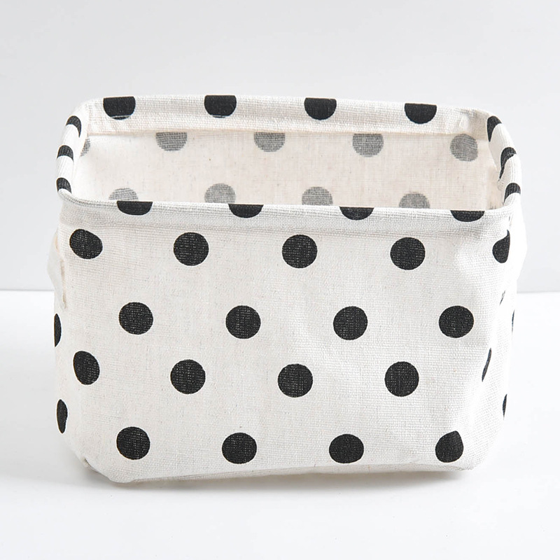 Picture of Fabric with Satchel Printed Cotton and Linen Storage Basket Desktop Miscellaneous Storage Box Cabinet Small Clothing Fabric Storage Basket