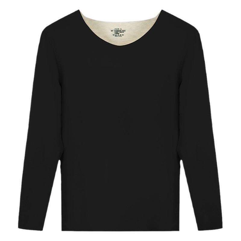 Traceless Thermal Underwear Men's Upper Body fleece-lined Thickened Autumn and Winter Cold-proof Single-piece Long-sleeved Base Wool Autumn Clothes for Men