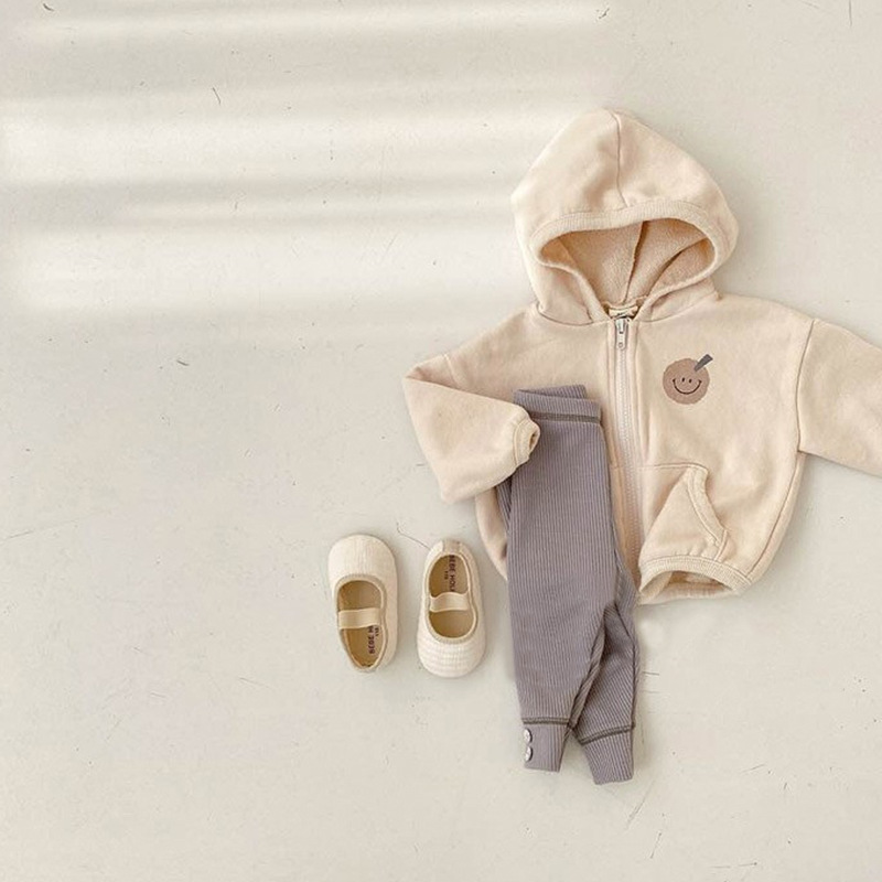 Picture of Children's Ins Korean Style Spring and Autumn New Coat Baby Boys and Girls Cute Smiley Casual Loose Trouser Coat