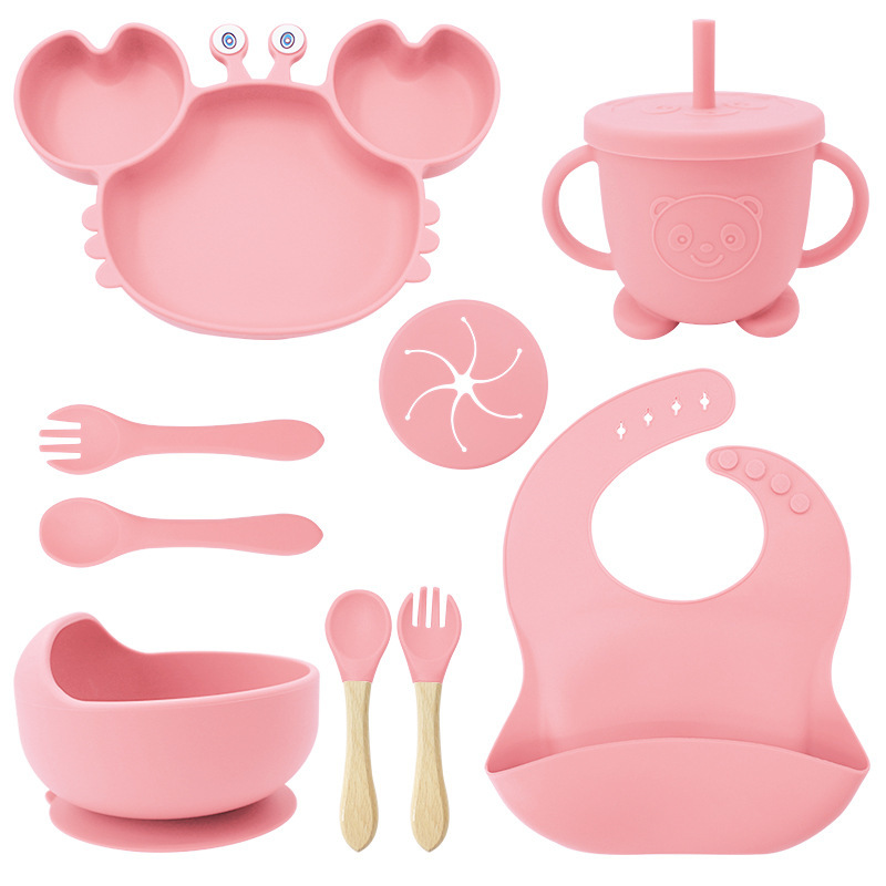 Picture of Baby silicone tableware crab plate suit food supplement bowl bib food grade tableware suit factory direct supply cross-border